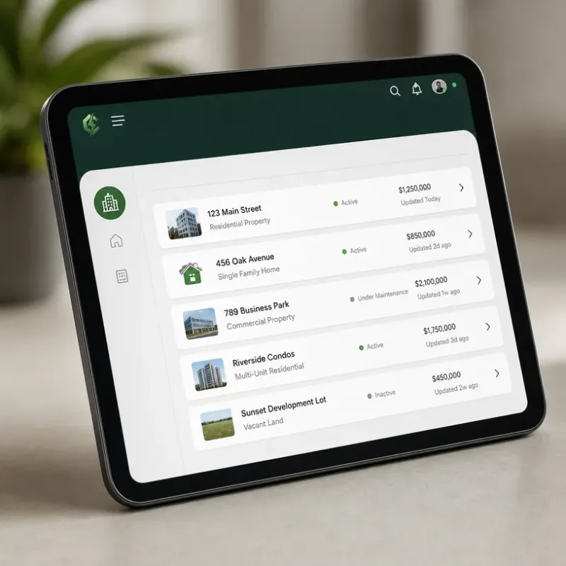 Tablet showing organized home records